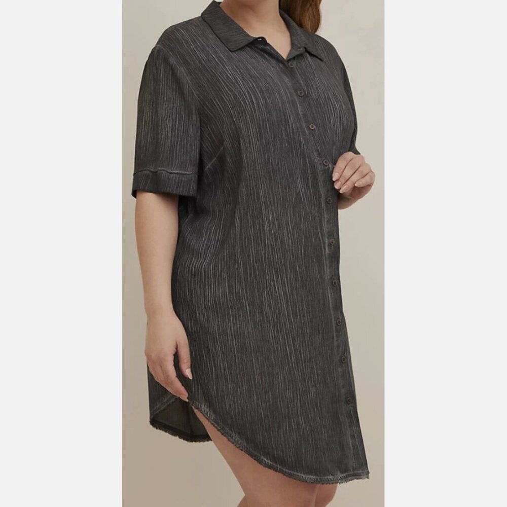 EUC 0X Torrid Gauze Collared Button Up Sleep Dress Gray